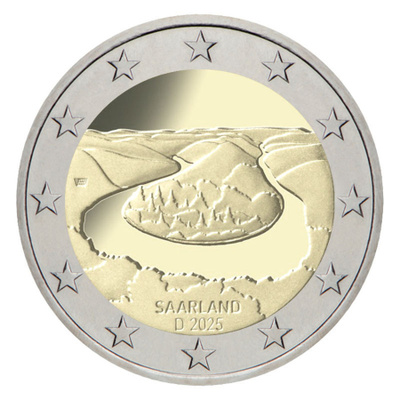 Saksa 2025 2 € Saarland A-J , unc