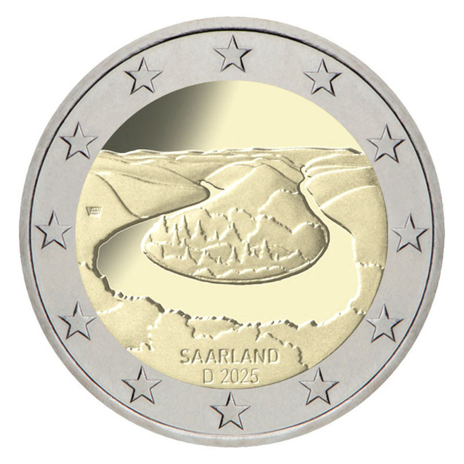 Saksa 2025 2 € Saarland A-J , unc