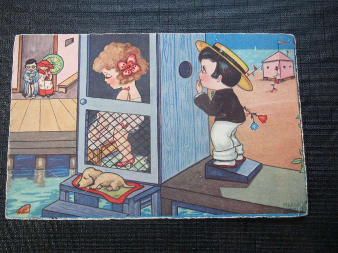 Huumoripostikortti1930-luvulta. Margret Boriss