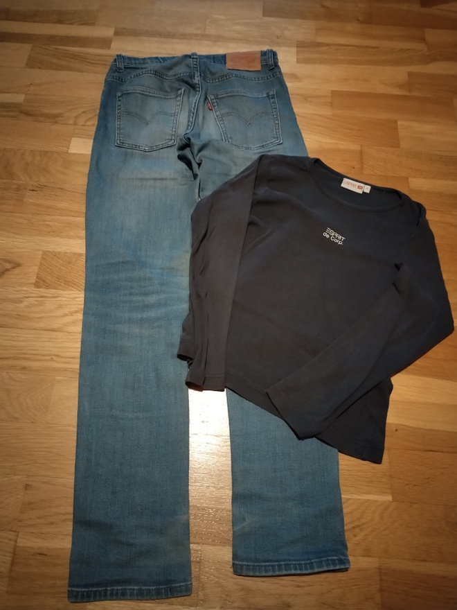 Levis 510 farkut 12 v + Esprit sininen paita S