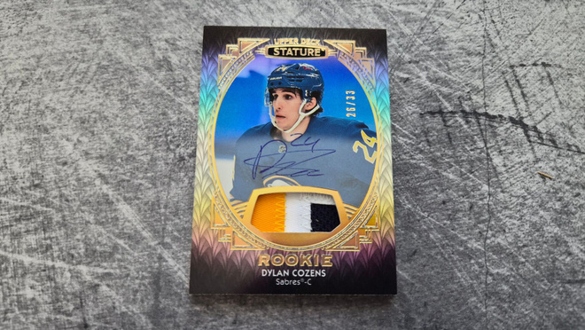 Dylan Cozens 2020-21 Stature Portrait Rookie Patch Auto /33