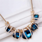 1700 .. 14k Kulta Duble Vogue Oval Blue Crystal .. Kaulakoru - pikkukuva 2