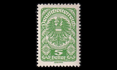 Itävalta 256x ** Käyttösarja 5 H kotka vihreä (1919)