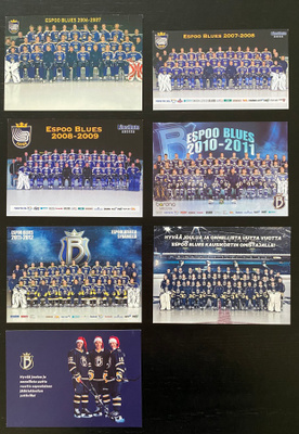 Espoo Blues Joukkuekuvakortteja ym (7 erilaista)