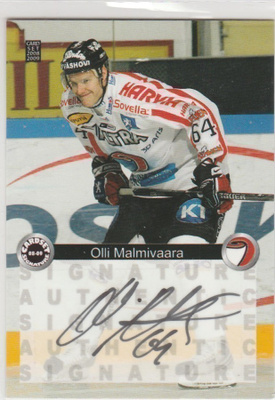 2008/09 Cardset Signature Olli Malmivaara , JYP