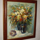 Upea värikäs  KUKKATAULU  öljyvärimaalaus 72x62cm - pikkukuva 2