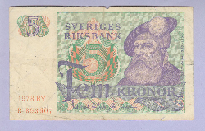 Ruotsi 5 Kronor v.1978 P-51d