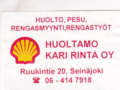 Seinäjoki. Kari Rinta Oy. SHELL, Tulitikkuetiketti.  e178