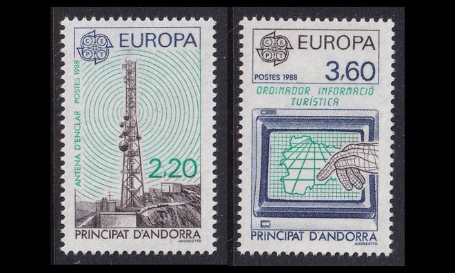 Andorra Fr 390-1 ** Europa liikenne ja viestintä (1988)