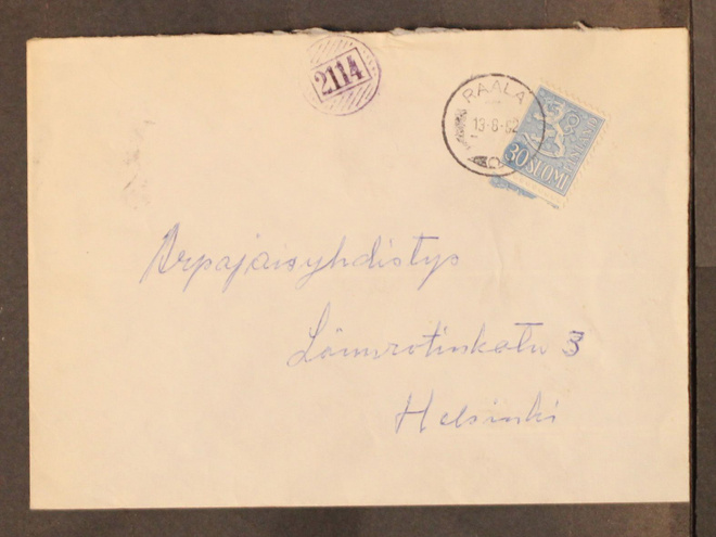 # 23379 # Numeroleima 2114 + Raala kirje Helsinki - 1962