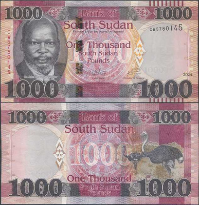 Etelä-Sudan 1000 Pounds 2024 UNC uusi versio