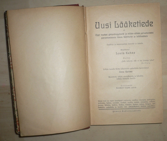 Louis Kuhne : Uusi Lääketiede  1910