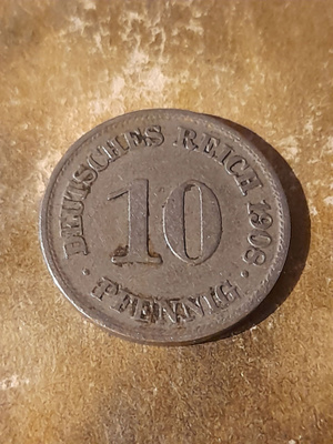 Deutsches Reich 10 pfennig 1908 A