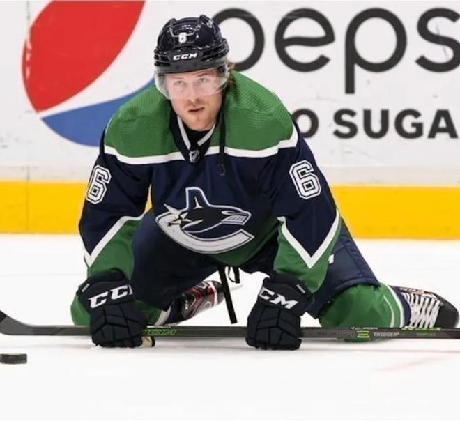 Brock Boeser #6 Canucks game worn -pelipaita