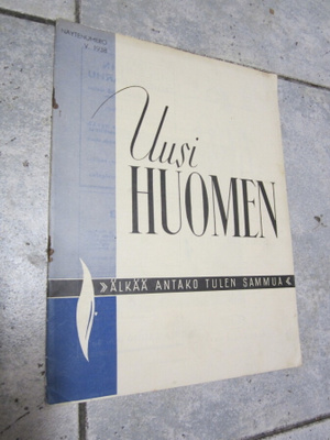 UUSI HUOMEN - NÄYTELEHTI v 1938 ISÄNMAALLISKANSALLINEN LEHTI