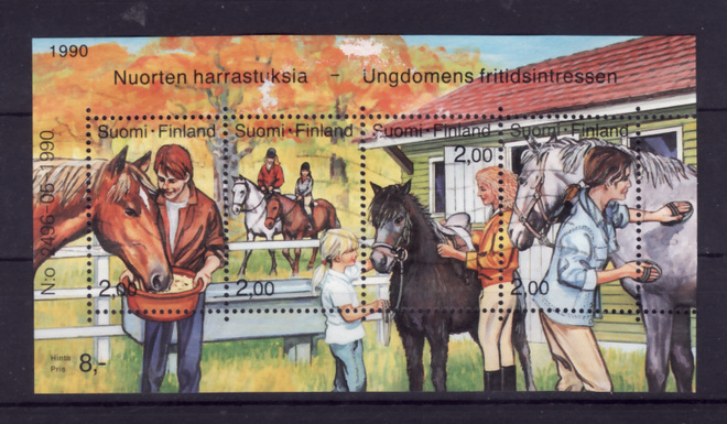 Suomi v 1990, NUORTEN HARRASTUKSIA, leimattu blokki