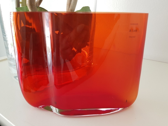 Punainen JL lasi Maljakko / Lasimaljakko