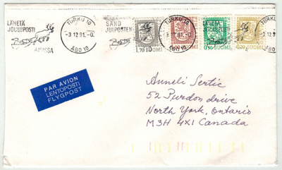 1991 kirje Kanadaan