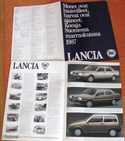 1987 Lancia mallisto esite - KUIN UUSI - VALTAVA - suom