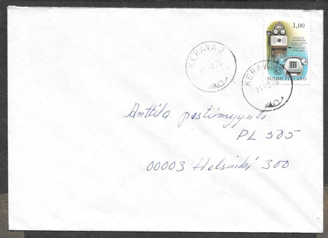 Postilähetys -  Puhelinliik. 100v (LAPE 820) Kerava 21.2.78