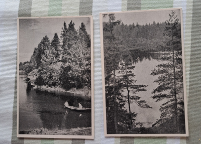 Karjala, 2 vanhaa kulkematonta korttia "Kaunis Karjala"