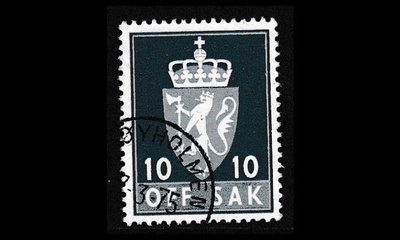 Norja 69y o Virkamerkki 10 öre y-pap (1955)