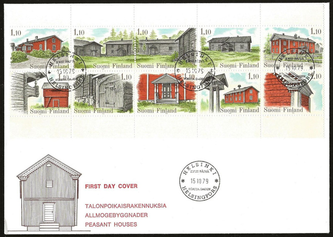 1979 FDC Talonpoikaisrakennuksia