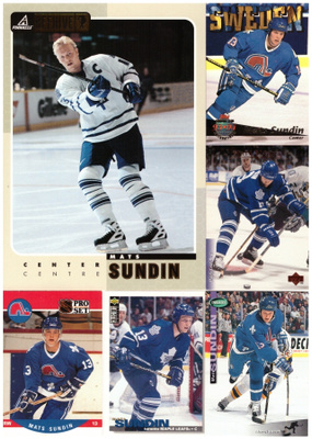 6 x MATS SUNDIN Nordiques, Maple Leaf