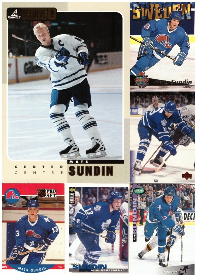 6 x MATS SUNDIN Nordiques, Maple Leaf
