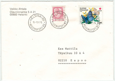 1990 PR 2,00 mk ym kaunisleimainen kirje