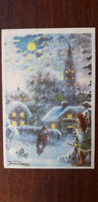 Anders Olsson joulukortti, luminen maisema, v. 1949