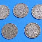 Suomalaiset hopeiset 25 penniset 1800- ja 1900 luvulta 10kpl - pikkukuva 3