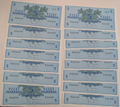 5 Markkaa 1963 15 kpl