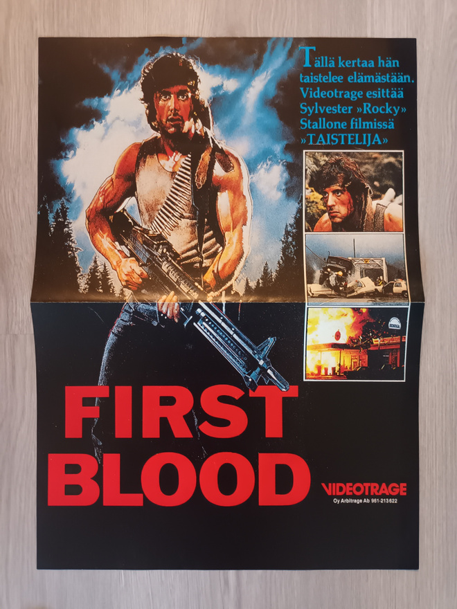 Rambo - Taistelija/First Blood VHS promojuliste 1983