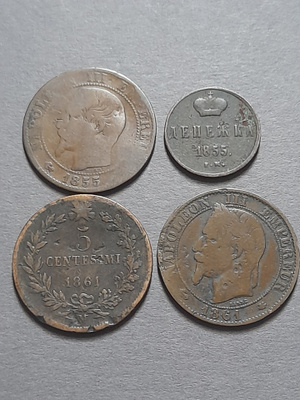 Kolikkosetti 4kpl,1855,1855,1861,1861