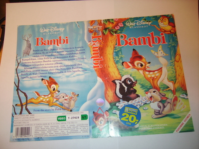 Vhs kansipaperi Fix - BAMBI  (Sis.postikulut)