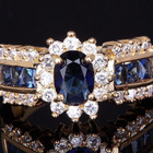 62 .. 18k Kulta Duble Blue Sapphire / Crystal .. Sormus - pikkukuva 3