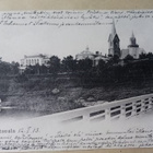 Sortavala, mies sillalla, takana kirkko, kaupunkia, p. 1903 - pikkukuva 1