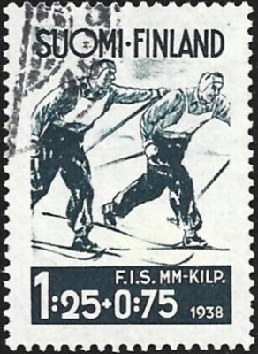1938 F.I.S Lahden hiihtokisat 1,25 + 75 leimattu LaPe 208