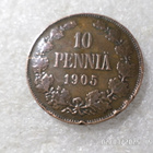 10 penniä 1905 kulkematon hieman patinoitunut. - pikkukuva 1