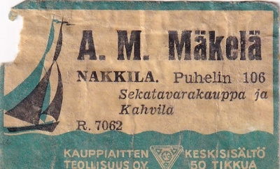 Nakkila. A. M. Mäkelä. R. 7062. hieman vajaa,  s56
