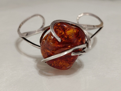 Vintage hopea meripihka rannekoru Amber rannerengas