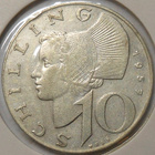 Austria. 10 schilling 1957 hopea 0.640 7,5g. - pikkukuva 2