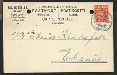 Postil. - Yl.m. 1mk 1930 (LAPE 150) Hanko 24.5.1930