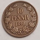 Aleksanteri III, kupari 10 penniä vuodelta 1890. - pikkukuva 1