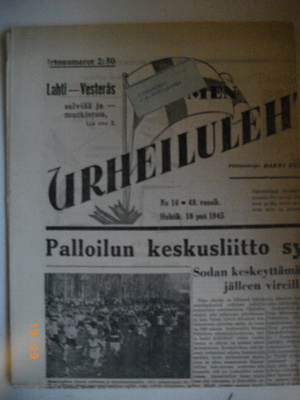 Suomen Urheilulehti Nro 16/1945 (25.2)