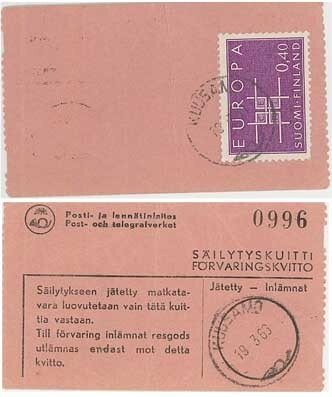 1963 Eurooppa postiautoaseman säilytyskuitilla