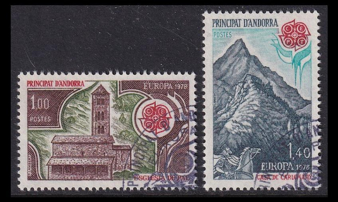 Andorra Fr 290-1 o Europa vanhoja rakennuksia (1978)