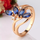 18 .. 14K Kulta Duble Amethyst & Swarovski .. Sormus - pikkukuva 1