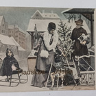 Perhe ostamassa joulukuusta ja lahjoja, p. 1904 - pikkukuva 1
